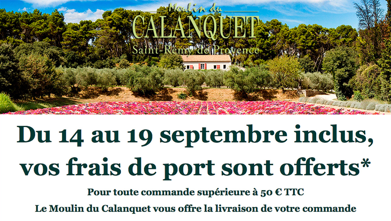 Frais de Port offert du 14 au 19 septembre inclus sur la boutique en ligne