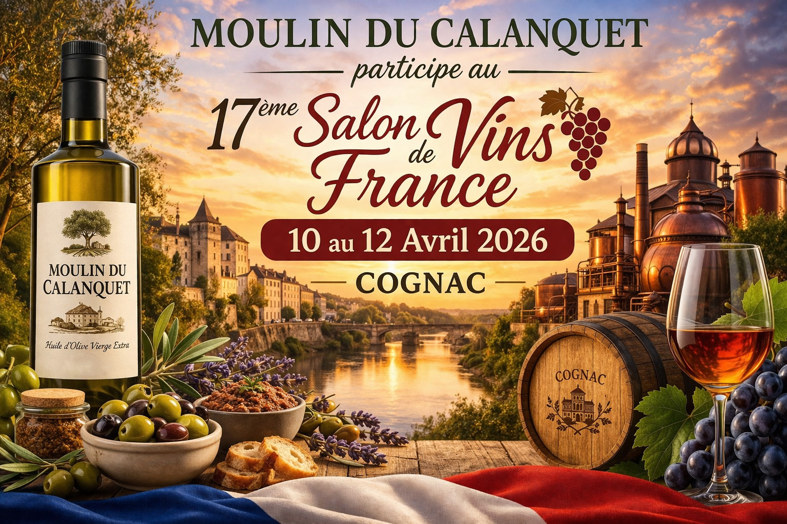 Moulin du Calanquet au Salon des Vins de France 2026 à Cognac avec huile d’olive et produits provençaux